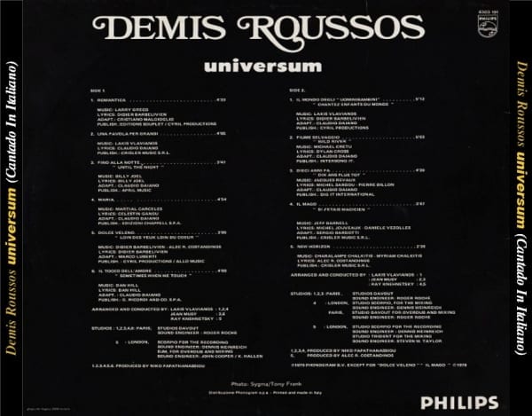 Demis Roussos - Universum (Cantado In Italiano) (EXPANDED EDITION) (1979) CD 3