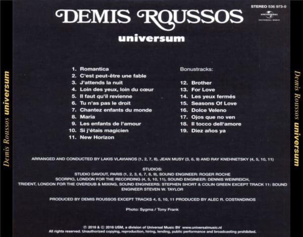 Demis Roussos - Universum (EXPANDED EDITION) (1979) CD 3