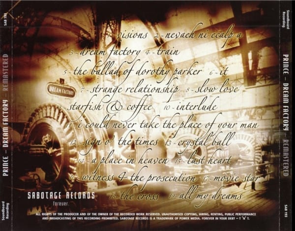 Prince - Dream Factory (UNRELEASED 1986 STUDIO ALBUM) (2003) CD 3