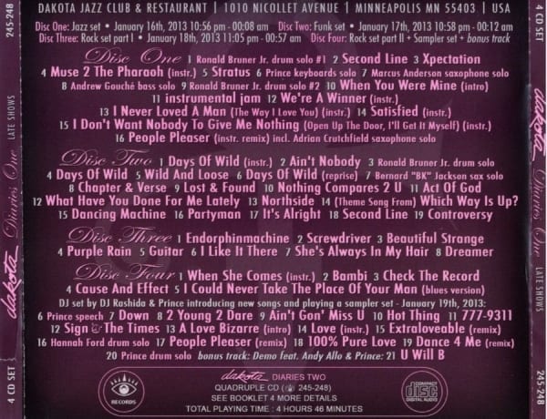 Prince | The NPG | 3rd Eye Girl - Dakota Diaries 2: The Late Shows (2013) 4 CD SET 2