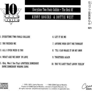 Kenny Rogers & Dottie West - Every Time Two Fools Collide (CANADA VERSION) (1993) CD 5