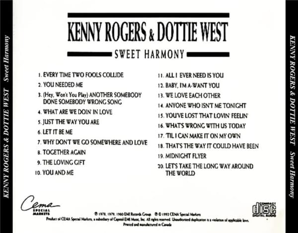 Kenny Rogers & Dottie West - Sweet Harmony (1992) CD 3