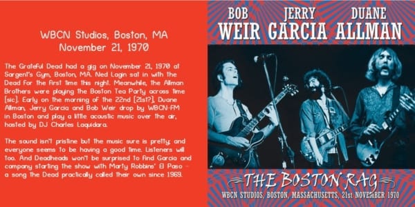 Jerry Garcia, Bob Weir & Duane Allman - The Boston Rag (WBCN Studios) (EXPANDED EDITION) (1970) CD 2