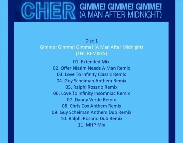 Cher - Gimme! Gimme! Gimme! (A Man After Midnight) (THE REMIXES + MORE) (PROMO ONLY) (2020) 3 CD SET 1