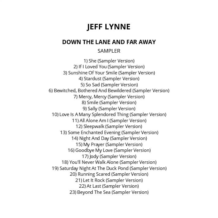 Jeff Lynne ‎- Down The Lane And Far Away (Promo / Sampler) 2012) CD 1