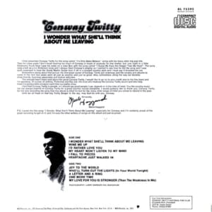 Conway Twitty - I Wonder What She'll Think About Me Leaving (1971) CD 5