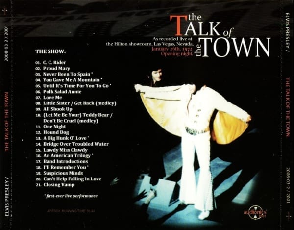 Elvis Presley - The Talk Of The Town (January 26, 1972) (2008) CD 3