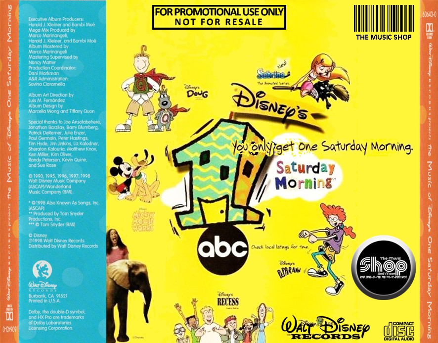 The Music Of Disneys One Saturday Morning Plus Other Disney Tv