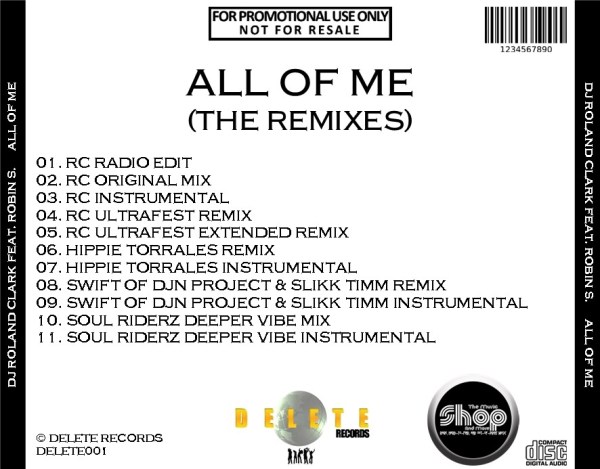 DJ Roland Clark Feat. Robin S. - All Of Me (THE REMIXES) (2012) CD