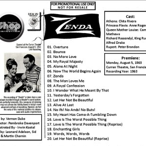 Vernon Duke - Zenda - Original Cast Recording (REMASTERED) (Chita Rivera) (Alfred Drake) (1963 / 2022) CD 6