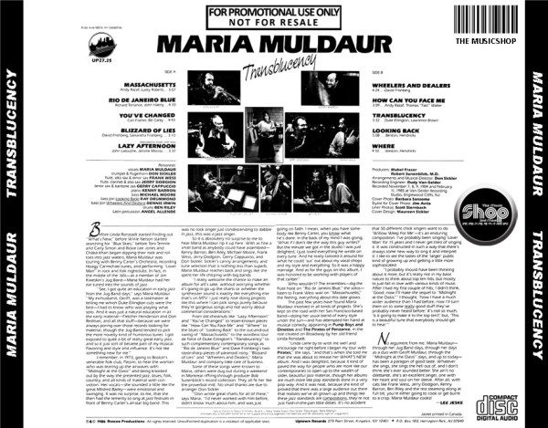 Maria Muldaur - Transblucency (1986) CD