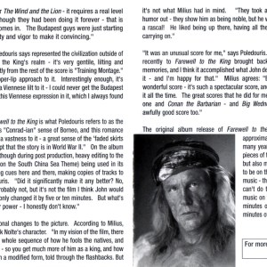 Basil Poledouris - Farewell To The King - Original Score (EXPANDED EDITION) (1989 / 2006) CD