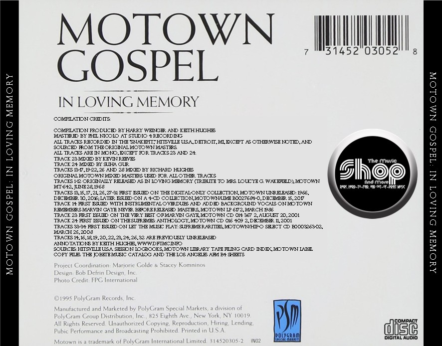 Motown Gospel: In Loving Memory (Expanded Edition) (1995) 2 CD SET 5 Motown Gospel: In Loving Memory (Expanded Edition) (1995) 2 CD SET - Image 5